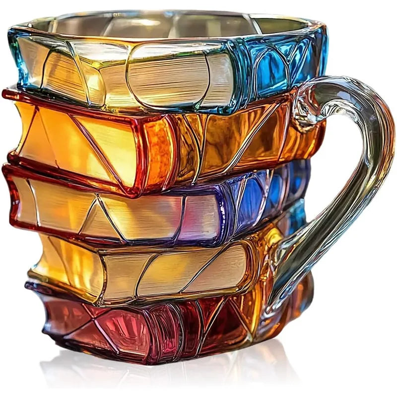 Caneca Artística em Resina com Design de Livros