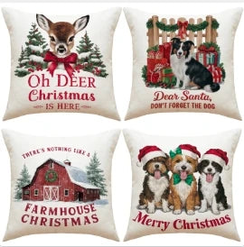 Conjunto de Capas de Almofada Natalinas Luxuosas 45x45cm