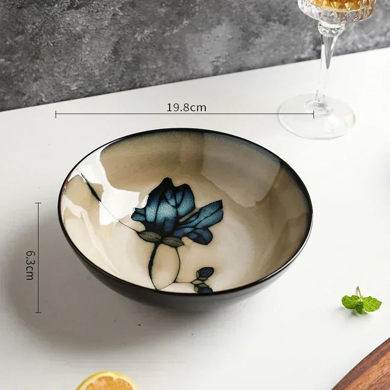 Conjunto de Louça Floral em Cerâmica - 8 Peças