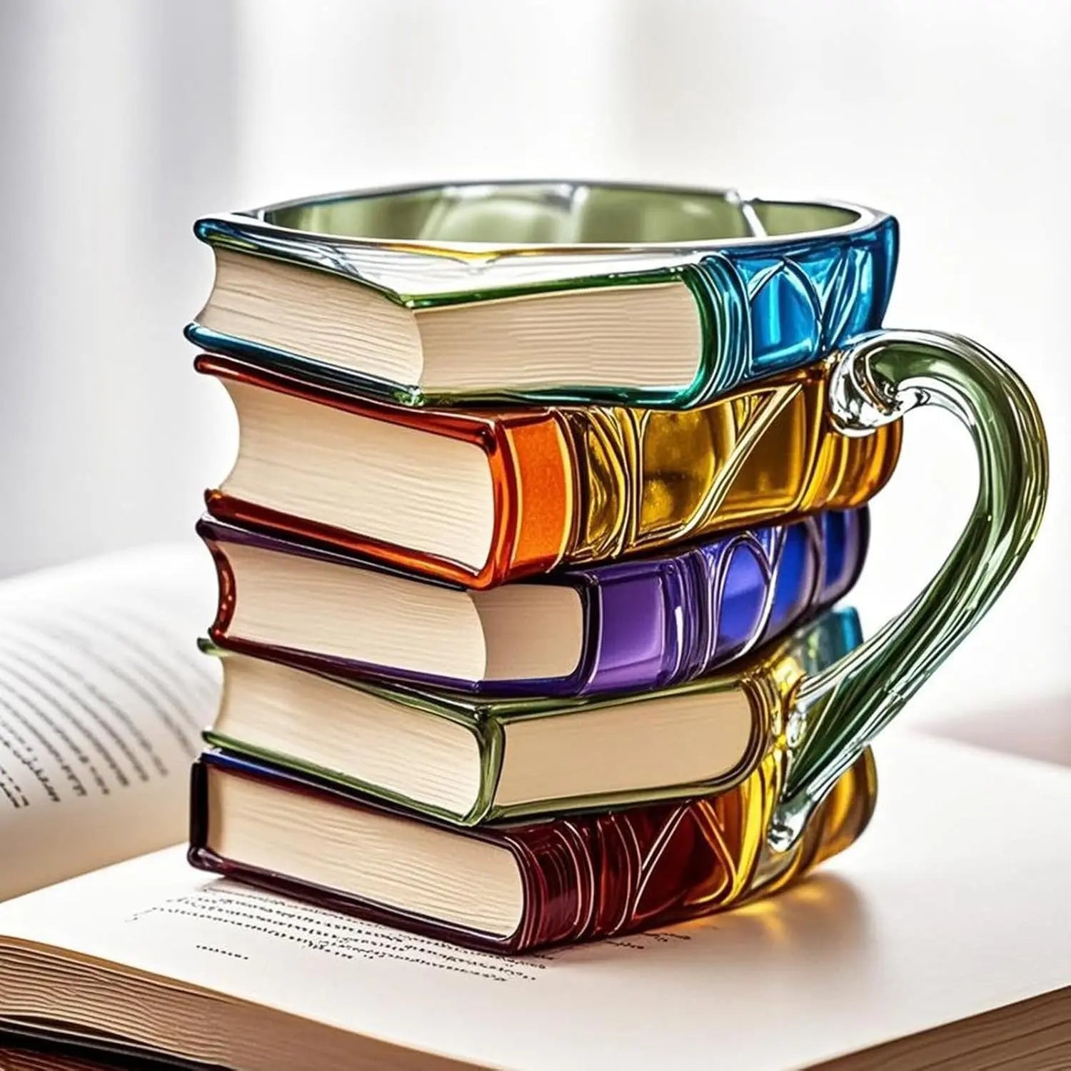 Caneca Artística em Resina com Design de Livros