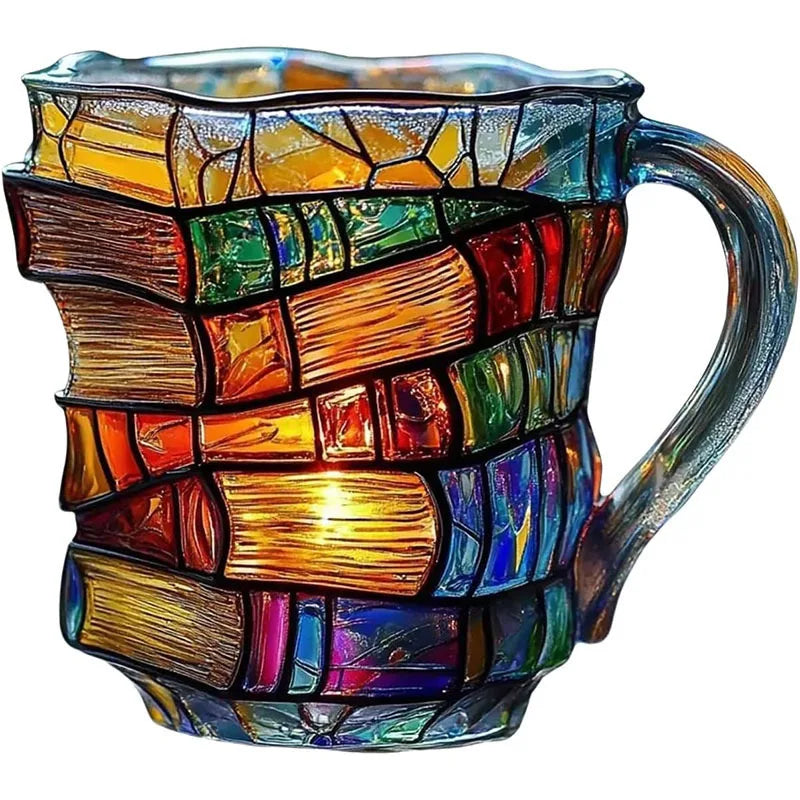 Caneca Artística em Resina com Design de Livros