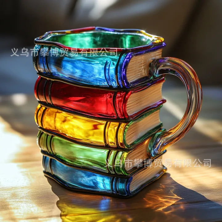 Caneca Artística em Resina com Design de Livros