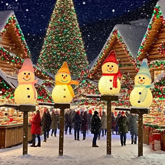 Encanto Solar Natalino: Boneco de Neve Luminoso para Jardim