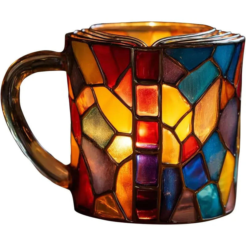 Caneca Artística em Resina com Design de Livros