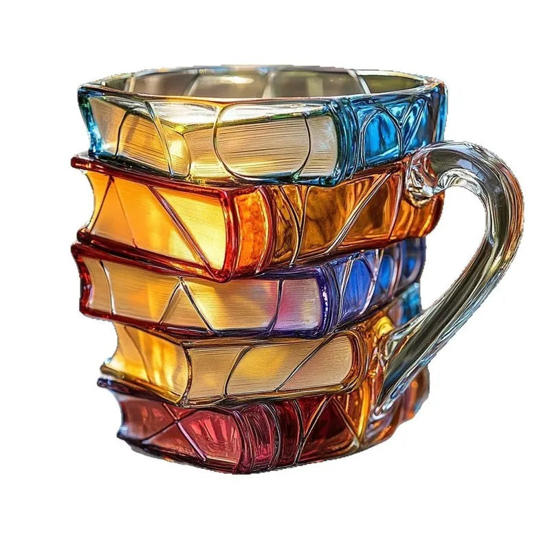 Caneca Artística em Resina com Design de Livros