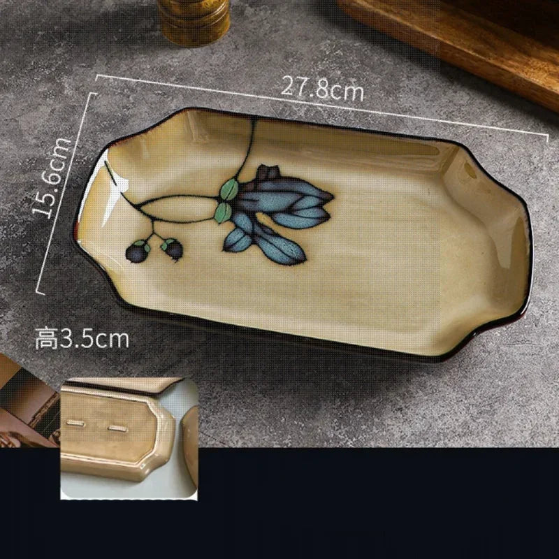 Conjunto de Louça Floral em Cerâmica - 8 Peças
