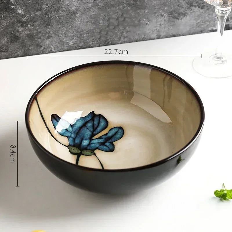 Conjunto de Louça Floral em Cerâmica - 8 Peças