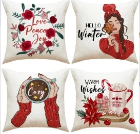 Conjunto de Capas de Almofada Natalinas Luxuosas 45x45cm