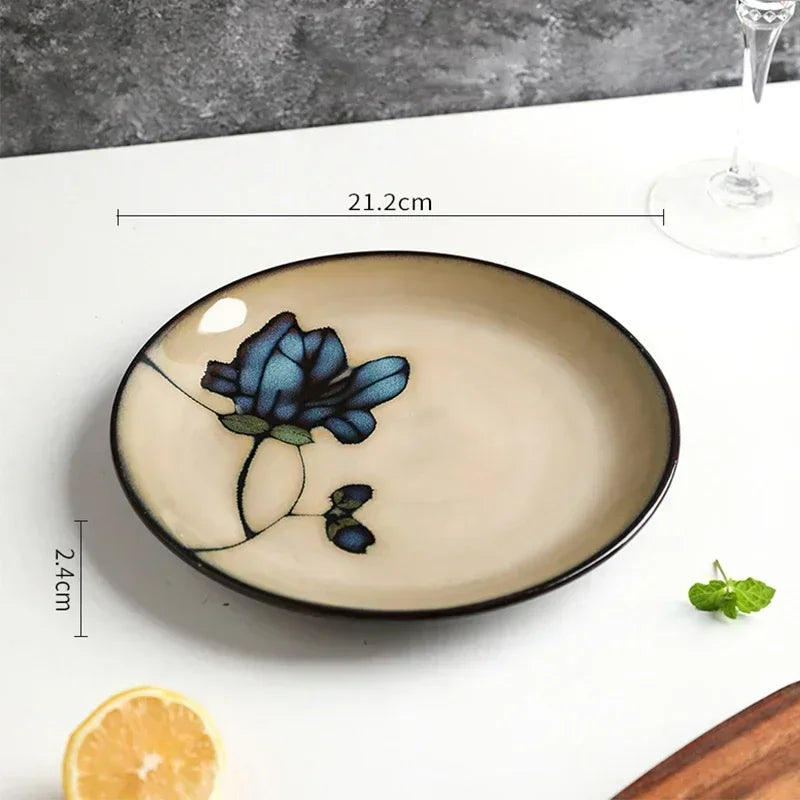 Conjunto de Louça Floral em Cerâmica - 8 Peças
