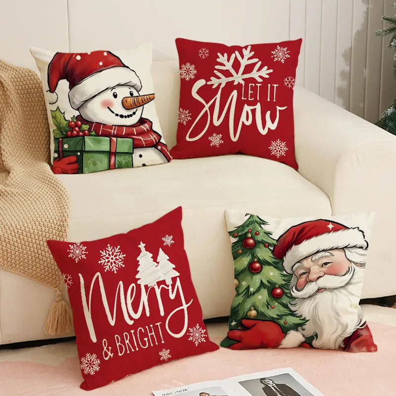 Conjunto de Capas de Almofada Natalinas Luxuosas 45x45cm