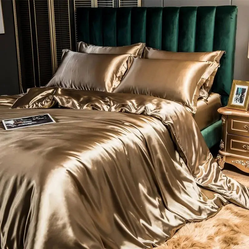 Conjunto de Cama de Seda Rayon Luxo Supremo