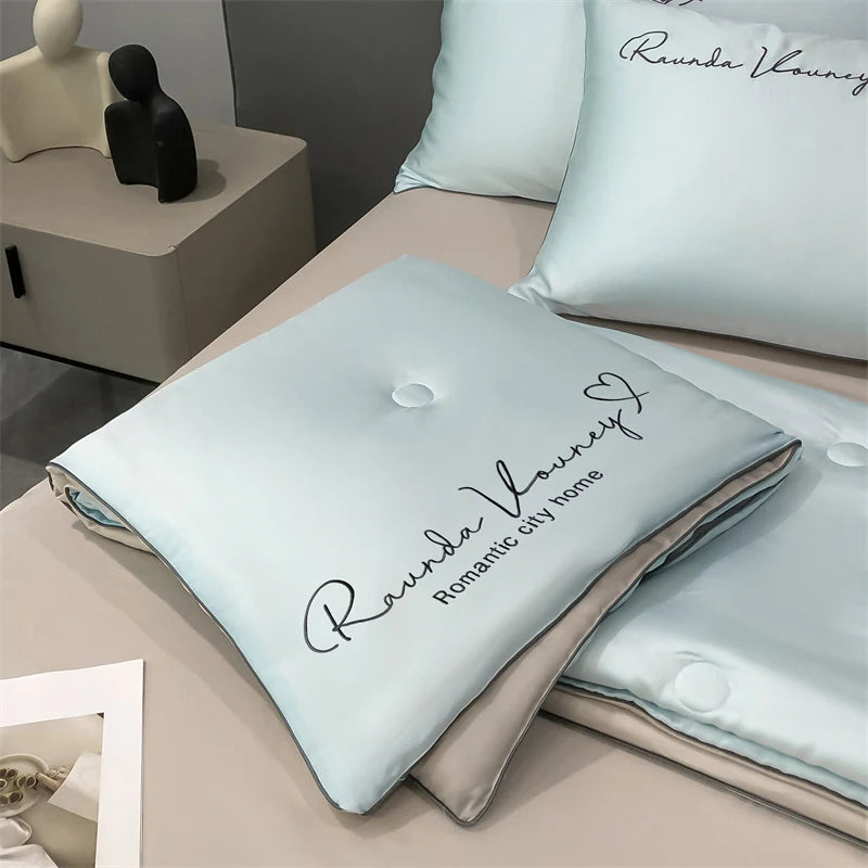 Conjunto Luxuoso de Quilt de Seda Lavável - Toque Aveludado