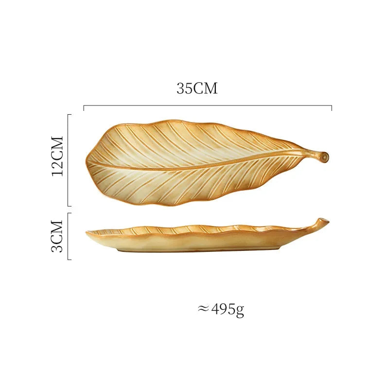 Prato de Cerâmica Folha Elegante