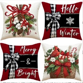 Conjunto de Capas de Almofada Natalinas Luxuosas 45x45cm