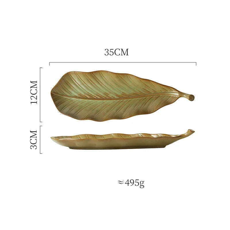 Prato de Cerâmica Folha Elegante