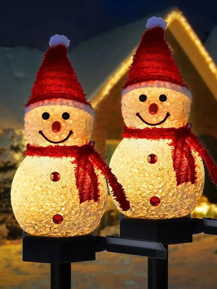 Encanto Solar Natalino: Boneco de Neve Luminoso para Jardim