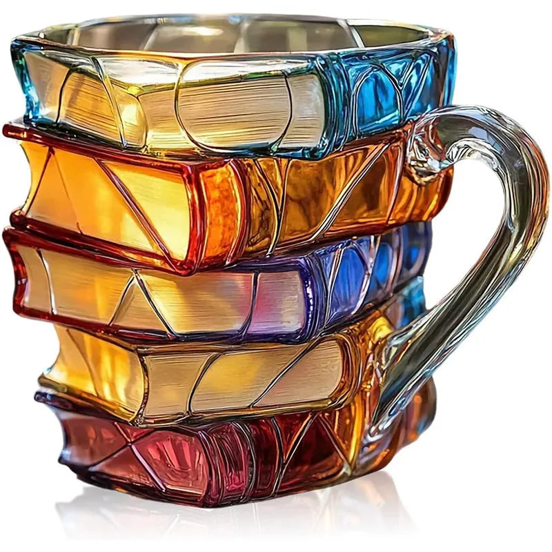 Caneca Artística em Resina com Design de Livros