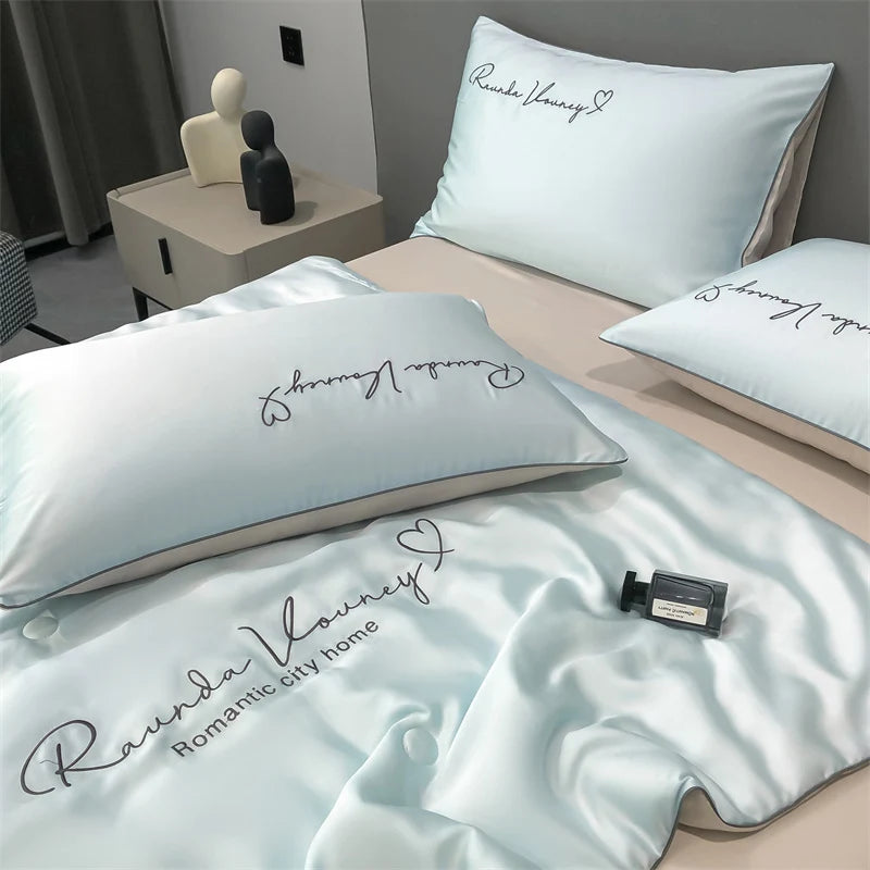 Conjunto Luxuoso de Quilt de Seda Lavável - Toque Aveludado