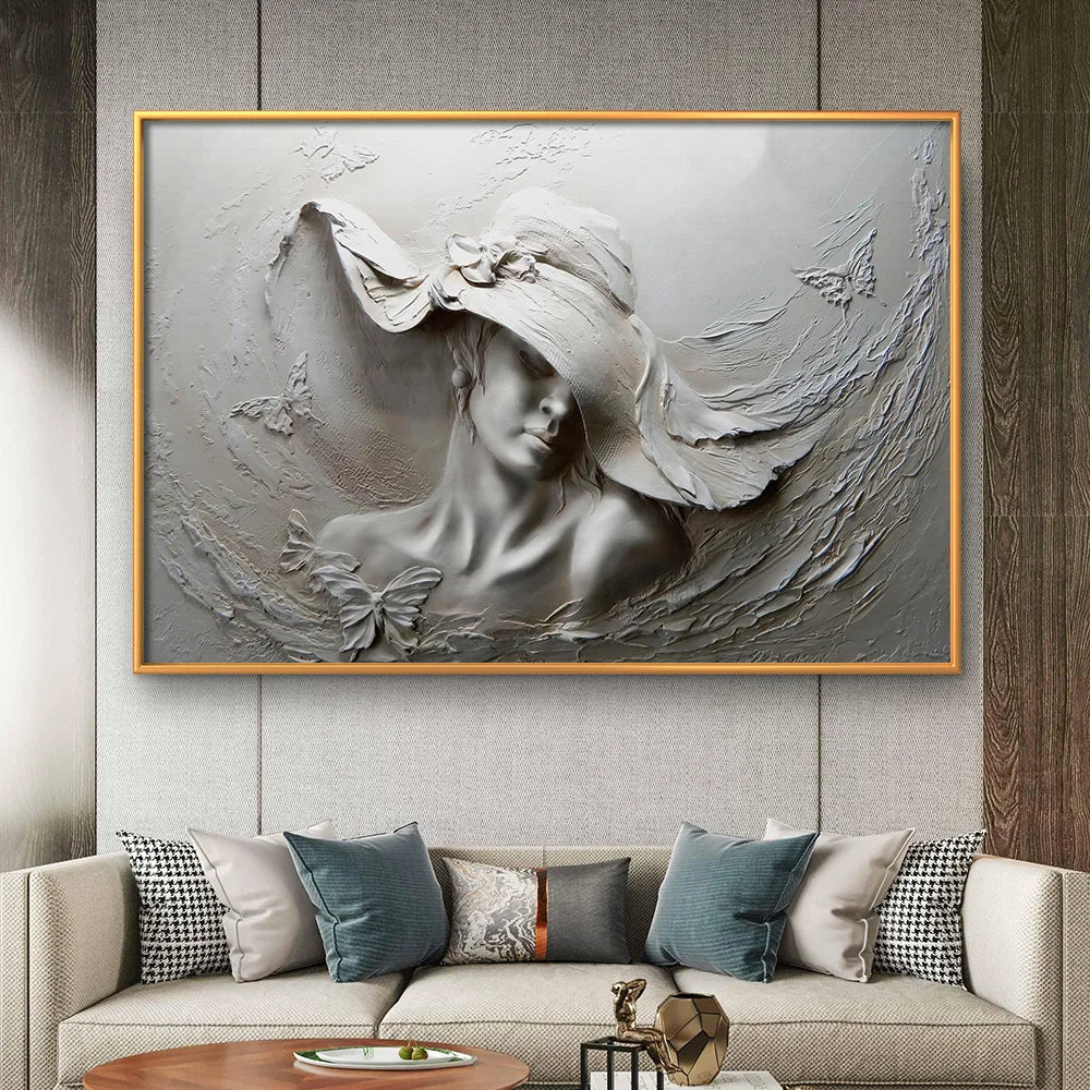 Arte em Relevo 3D: Elegância Abstrata em Tela