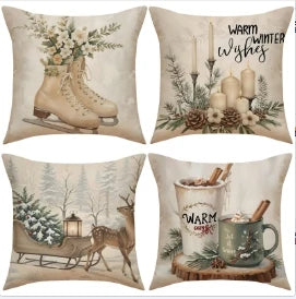 Conjunto de Capas de Almofada Natalinas Luxuosas 45x45cm