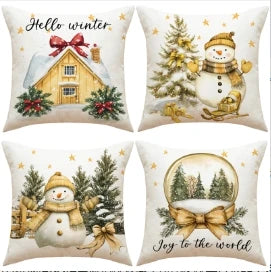 Conjunto de Capas de Almofada Natalinas Luxuosas 45x45cm