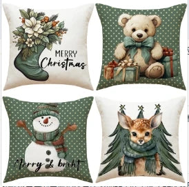 Conjunto de Capas de Almofada Natalinas Luxuosas 45x45cm