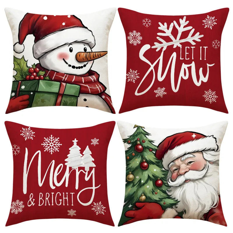 Conjunto de Capas de Almofada Natalinas Luxuosas 45x45cm