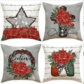 Conjunto de Capas de Almofada Natalinas Luxuosas 45x45cm